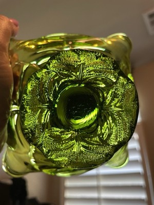 Beautiful Viking Green Glass Candy Dish Fold over Bowl. Perfect Condition!