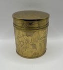 Vintage Etched Brass Canister With Lid Tea Caddy 3 in Floral Upscale Decor