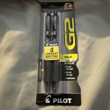 Pilot G2 Premium Gel Pens, Black Pens, Bold Point 1 mm, 2 Black Pack of 2