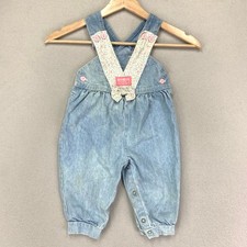 Vintage OshKosh B'gosh Denim Overalls Baby 12months Blue Floral 90s USA Made