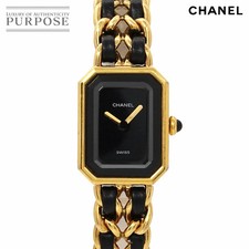 CHANEL Premiere L Size H0001 Vintage Ladies Wristwatch Black Gold Quartz