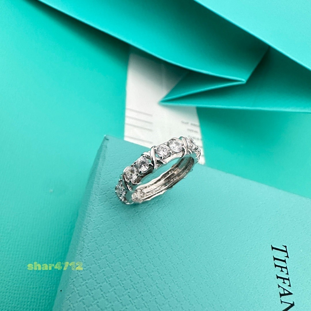 New SchlumbergerTF&C0Diamond Platinum Vintage Sixteen Stone Band Ring