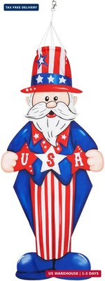 American Windsock | 4th of July Wind Sock for Outdoor Decor | Durable Uncle Sam 