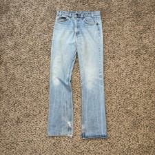 VTG 80s Levi's 517 Jeans Mens 33x34 Blue Denim Light Wash Bootcut Leg Orange Tab