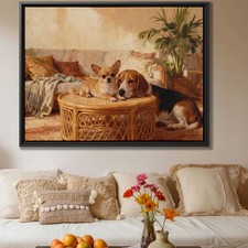 Oil Painting Dog Chihuahua Beagle Canvas Wall Art Living Room Decor Framed Print