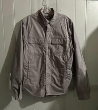 Flint and Tinder Gray Waxed Cotton Button Up Shirt Jacket XL