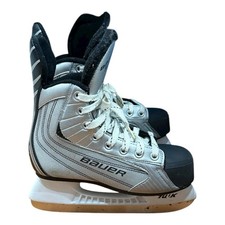 Bauer 22 TUUK Hockey Ice Skates Silver Black Lace Up Padded Tongue Comfort Liner