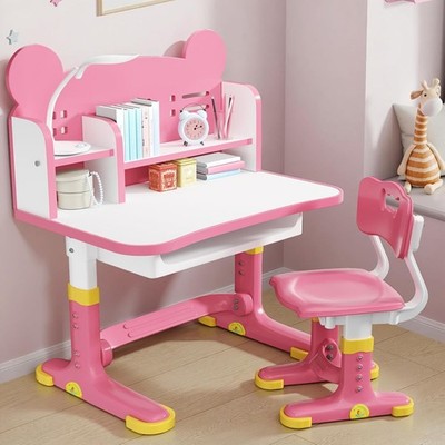 Kids Desk and Chair Set, Height Adjustable Child's School Study Writing Table...