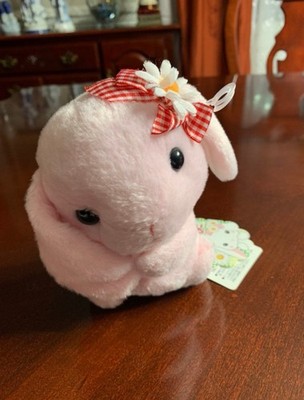 Amuse Loppy Dote Usa Rabbit Plush Stuffed Animal Pink White 6in Tag Animation