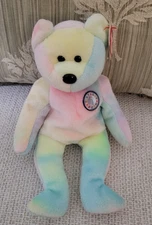 1999 B.B Birthday Bear Rainbow B-day Ty Beanie Baby Retired.
