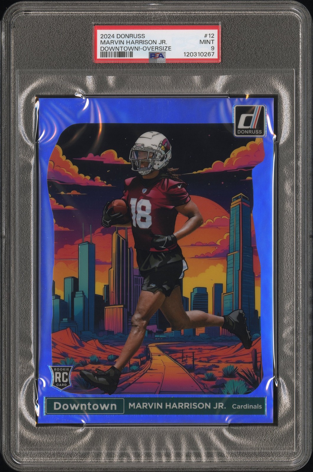 Marvin Harrison Jr 2024 Panini Donruss Downtown! #12 Oversize SSP Rookie PSA 9