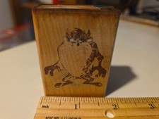 Vintage Looney Tunes Tasmanian Devil Taz Wooden Rubber Stamp Cartoon Craft