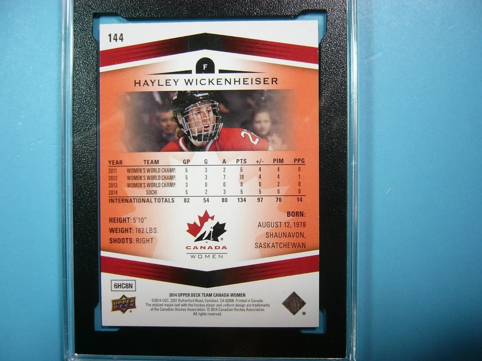 2014 UPPER DECK UD TEAM CANADA EXCLUSIVES HOCKEY 144 HAYLEY WICKENHEISER KSA 8.5 - Image 4 of 4