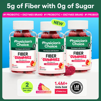 Physician S Choice Fiber Gummies 3-Pack: Digestive Health & Regularity - Raspber