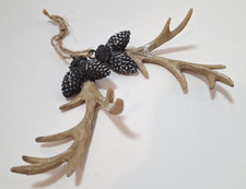 Resin Deer Antlers Christmas Tree Ornament w/Pinecones  Twine Loop Hanger