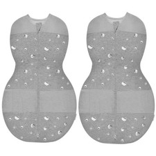 2 Happiest Baby 5 Second Swaddle Sleepeas Gray Graphite Planets S 5-12 lb NWT