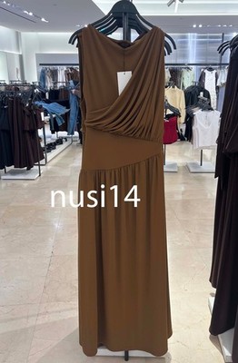 ZARA NEW WOMAN LONG SIDE SASH DRESS DRAPED OIL S,M,L 5039/242/510