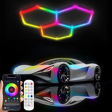 3 Grid RGBW LED Hexagon Garage Lights Car Detailing Shop Light for Bar Garage