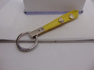 Furla Italy Made Keychain Key Ring Chain Finder Yellow Leather 5 1/2" Long