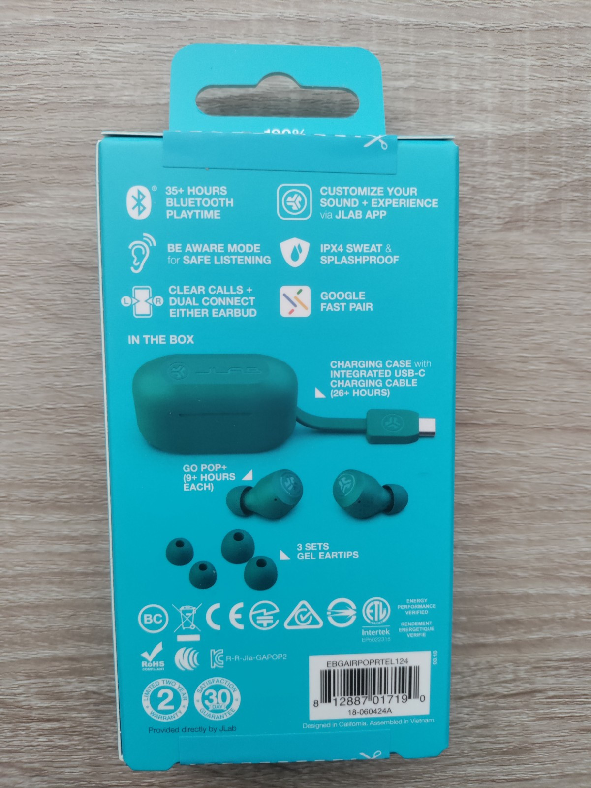 Jlab Go Pop Plus + , Wireless Earbuds, Clear Calls, Custom Sound via App (Teal)