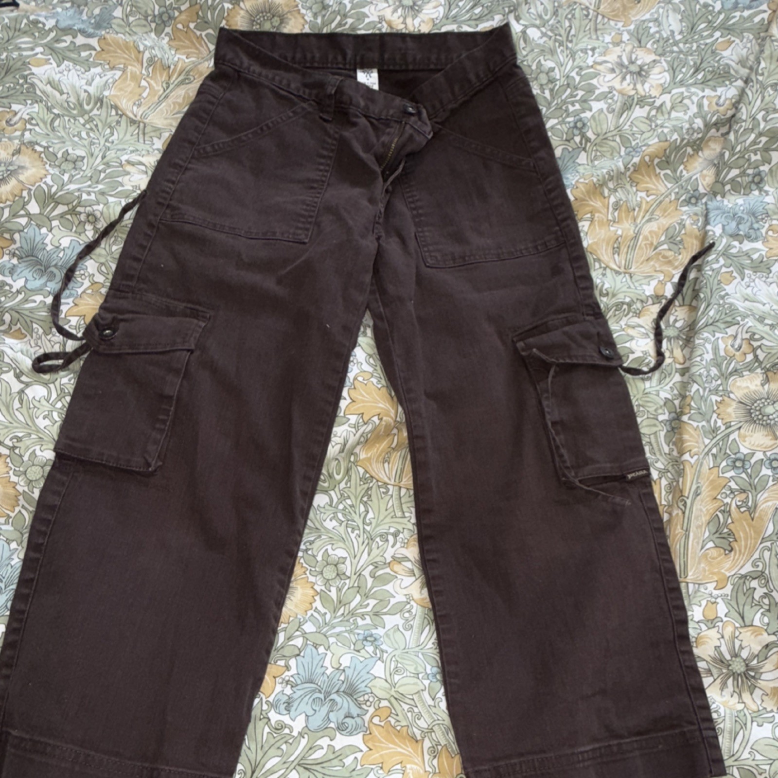 prAna Cargo Pants Button Drawstring Brown Solid C… - image 1