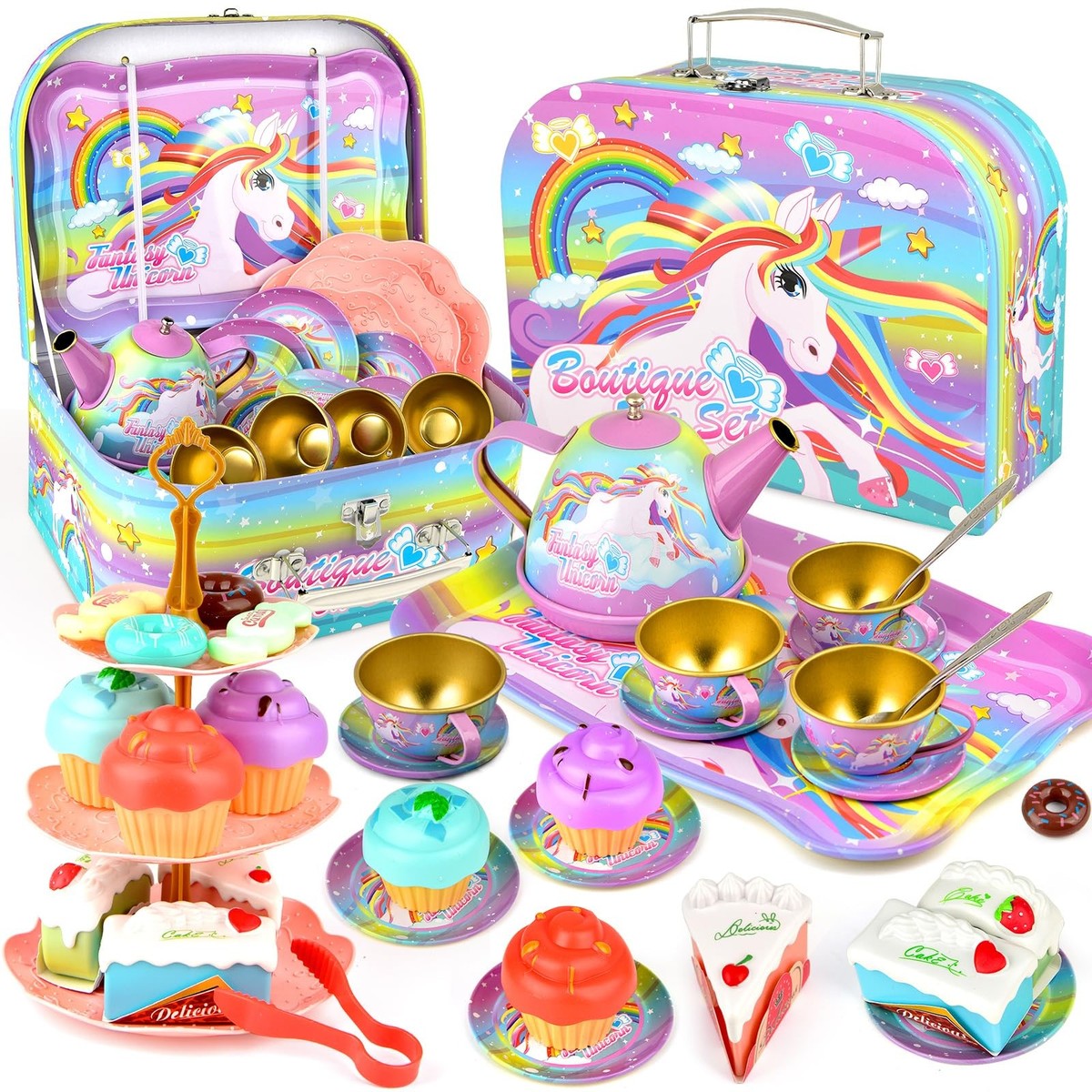 Speelgoed theeset met Etagère en gebakjes
