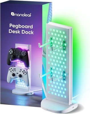 Nanoleaf Pegboard Desk Dock, 3 in 1 Desk Hub with Dual Sided L