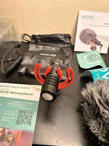 Movo VXR10 Universal Cardioid Microphone Black Shock Mount Deadcat Shotgun