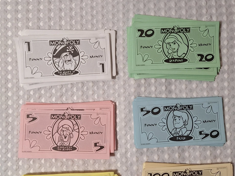 2002 Monopoly Scooby Doo Edition Replacement Parts Game Pieces Paper Money - Image 2 of 4