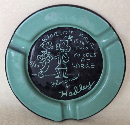 1934 Chicago World's Fair Enameled Metal Ashtray