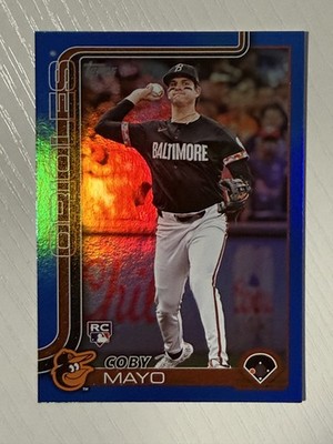 Coby Mayo 2025 Topps Blue Rainbow Foil RC #20 128/150 Baltimore Orioles