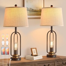 Farmhouse Table Lamps for Living Room Set of 2, 28.5" Tall Rustic Table Lamps...