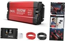  1500W Pure Sine Wave Inverter 12V DC to 110V AC Converter, 3000W Peak Power 