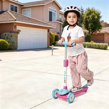 3 Wheel Kids Scooter Adjustable Handlebar Lean To Steer Foldable Kick Scooter...