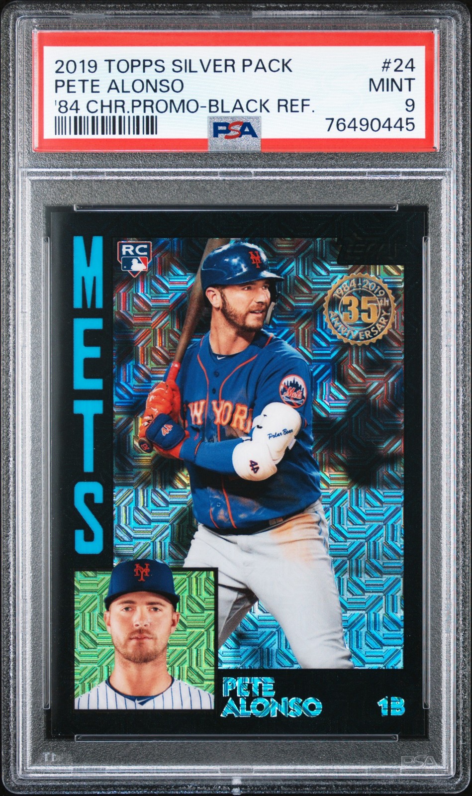 2019 Topps Silver Pack 1984 PETE ALONSO Rookie RC Black Refractor /199 PSA 9