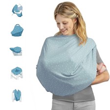 Munchkin 5-in-1 Milkmakers Nursing Cover for Baby, Hipsteria Dots-Light Blue