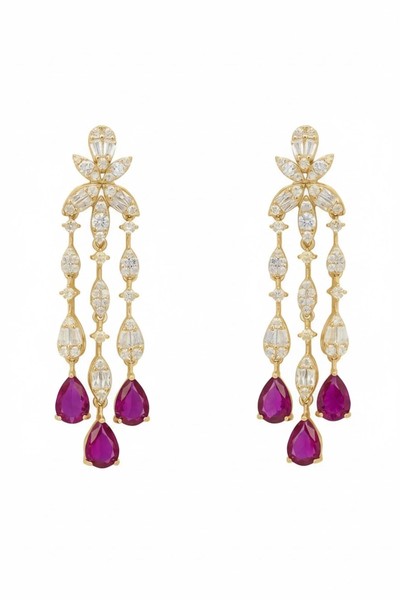 Latelita Duchess Rubin Tropfen Ohrringe Gold 925 Sterling Silber-image