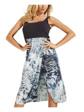 GUESS Womens Blue Stretch Scoop Neck Below The Knee Sheath Dress XS