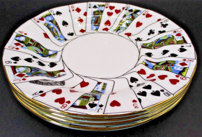 QUEENS BONE CHINA ''CUT FOR COFFEE'' BREAD/DESSERT PLATES SET OF 4 ENGLAND