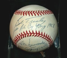 Rawlings OAL Bob Turley & Don Newcombe Autographed Baseball “Cy Young”