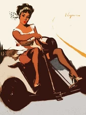 Decoration Poster.Home interior design print.Wall art.Race Cart Pinup girl.7191