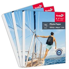 300 Sheets Koala Premium Glossy Photo Paper 8.5x11 200g Inkjet Printer Epson HP