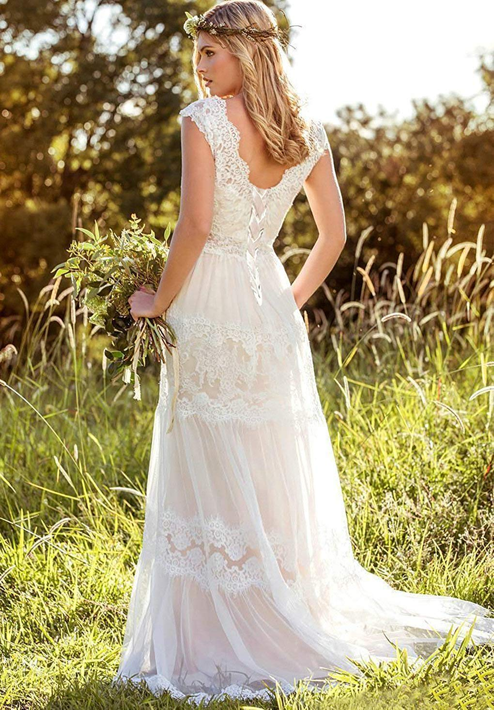 bohemian wedding dress a line