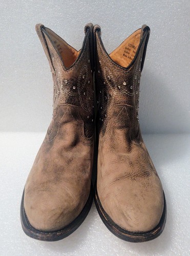 Miz Mooz Cozumel Studded Ankle Boots Taupe Leather Western Festival Rocker Sz 8 - Picture 5 of 11