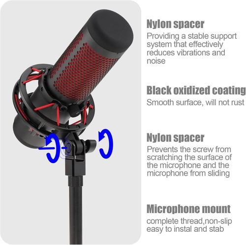 Microphone Mount Adapter for Hyperx Quadcast with 3/8" or 1/4" Screw M, black - Picture 3 of 7