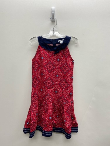 Hartstrings SIZE 10 Red Navy Print Girl's Dress
