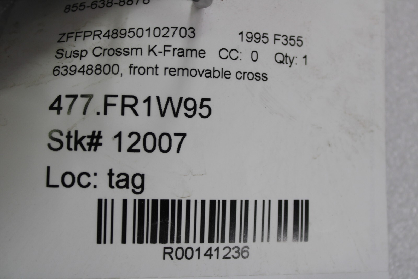 Ferrari F355, Front Removable Cross Member, Used, P/N 63948800