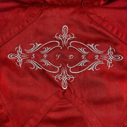 Spyder Jacket Womens Size 8 Red Thinsulate- Embroidery- Ski Coat- Hidden Hood - Picture 6 of 19