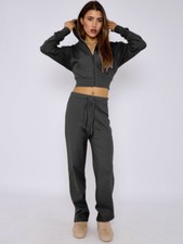 Soft Ribbed Full Zip Hoodie or Cardigan Top  Wide Leg Trouser Set
