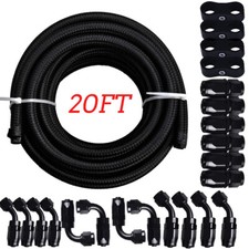 6an 8an 10an 10ft 20ft Cpe Braided Nylon Fuel Line Kit Hose End Fittings Black